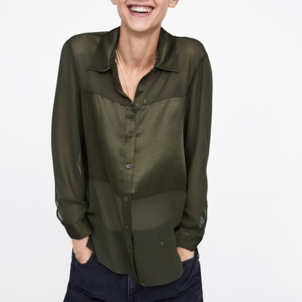 Zara see through top and bottom satiny middle